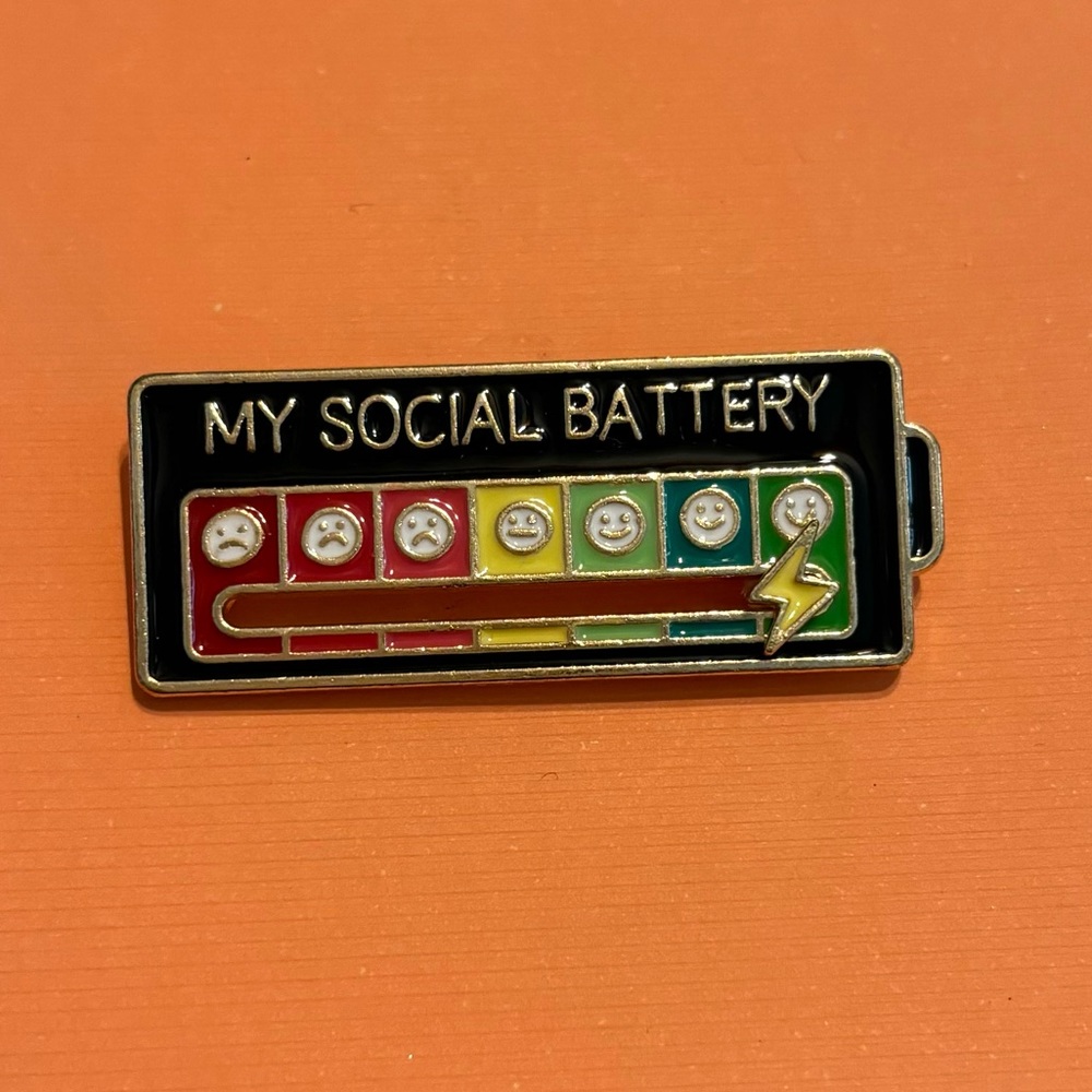 🆕 "Social Battery" Enamel Pin, Brand New